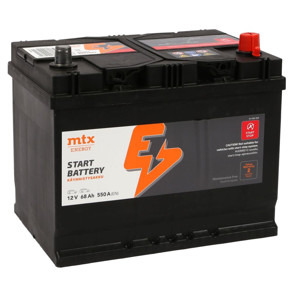 MTX Energy Käynnistysakku 68 Ah/550 A P 261 x L 175 x K 220 -+