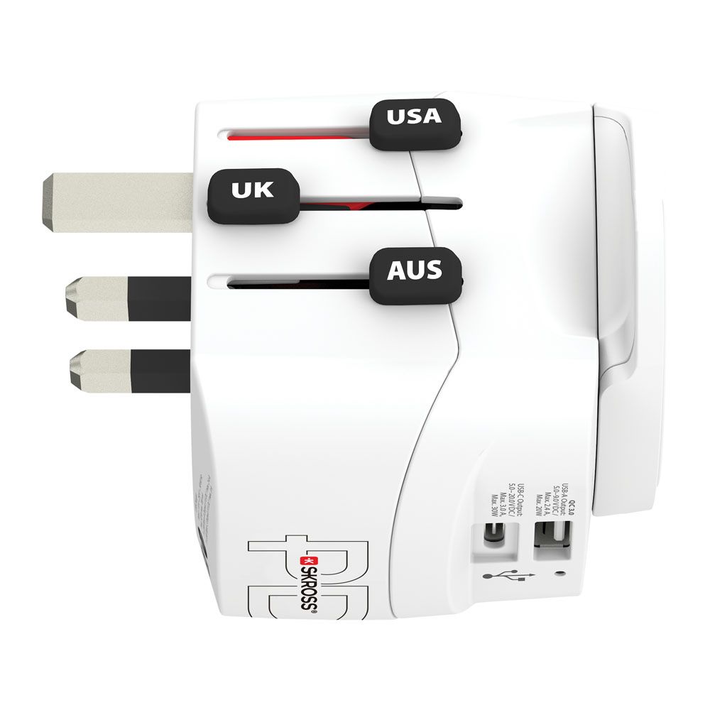 Skross AC30PD PRO Light USB-A+C PD matka-adapteri Maailma