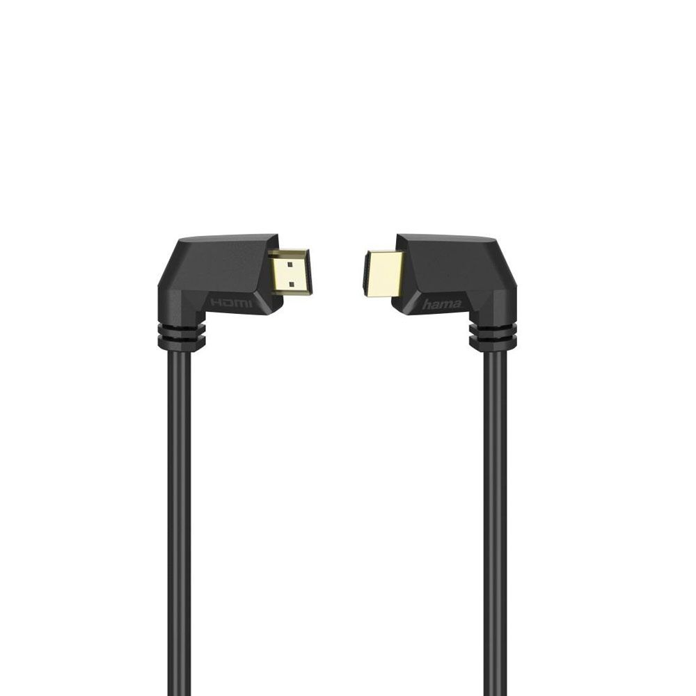 Hama HDMI-kaapeli, HDMI uros 90° - HDMI uros 90°, 4K, Ethernet, 1,5 m