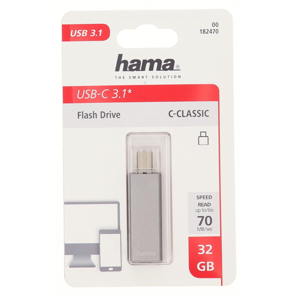 Hama Uni-C Classic USB-minne 32 GB, USB-C 3.1 Gen 1 70 MB/s antracit