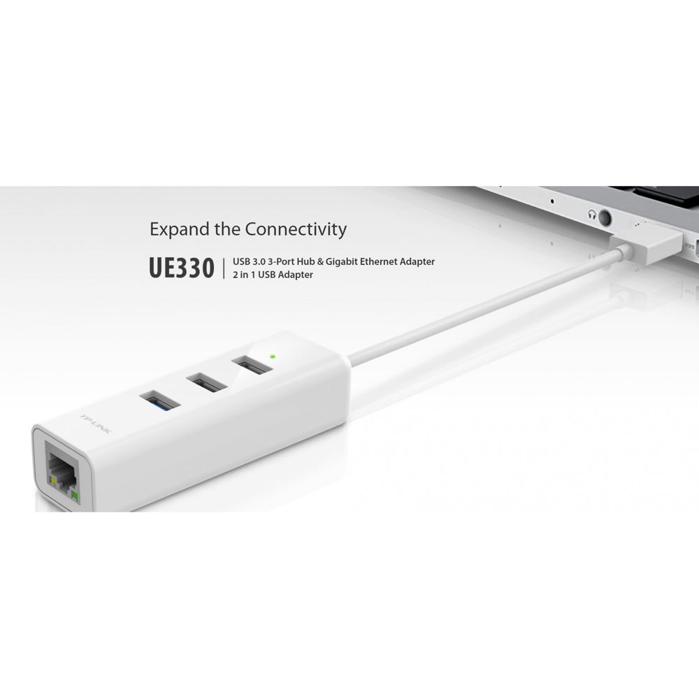 TP-link UE330 USB-hub och nätadapter