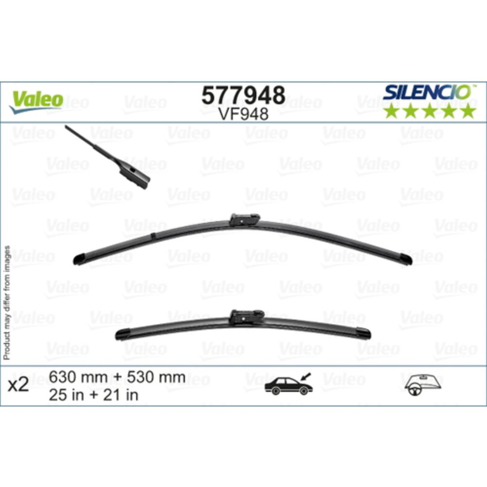 Valeo Silencio VF948 torkarblad 2 st. 62,5 + 53 cm