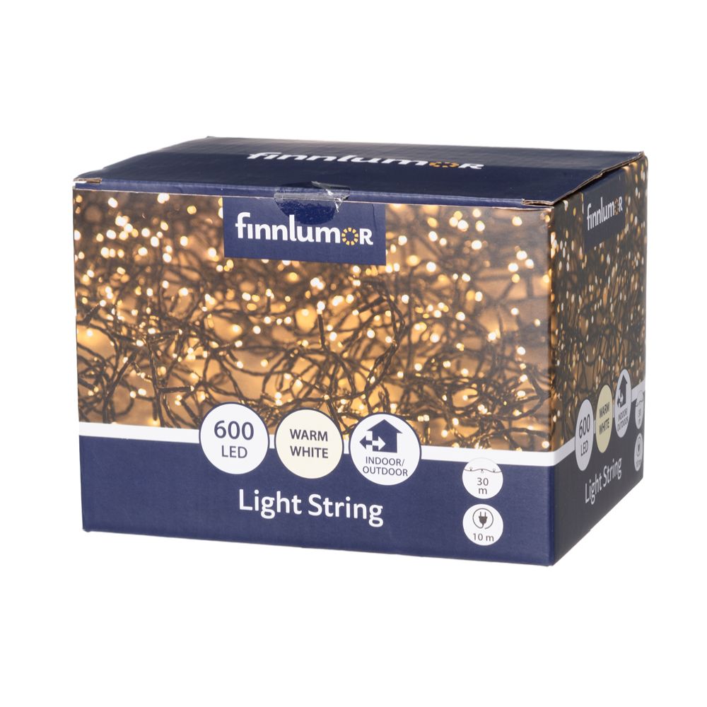 Finnlumor 600 LED ljusslinga utomhus varmvit