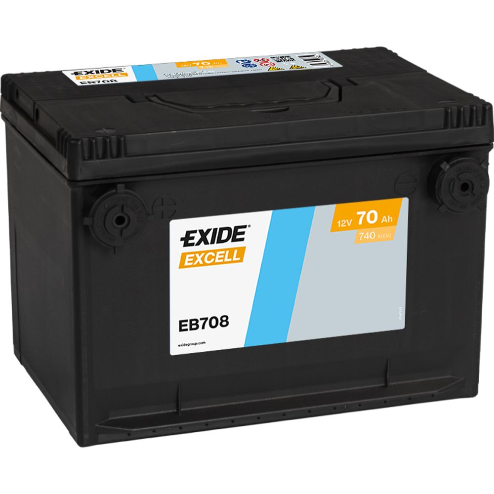 Exide EB708 70 Ah / 740 A SIVUNAPA-akku P260 x L180 x K186 +-