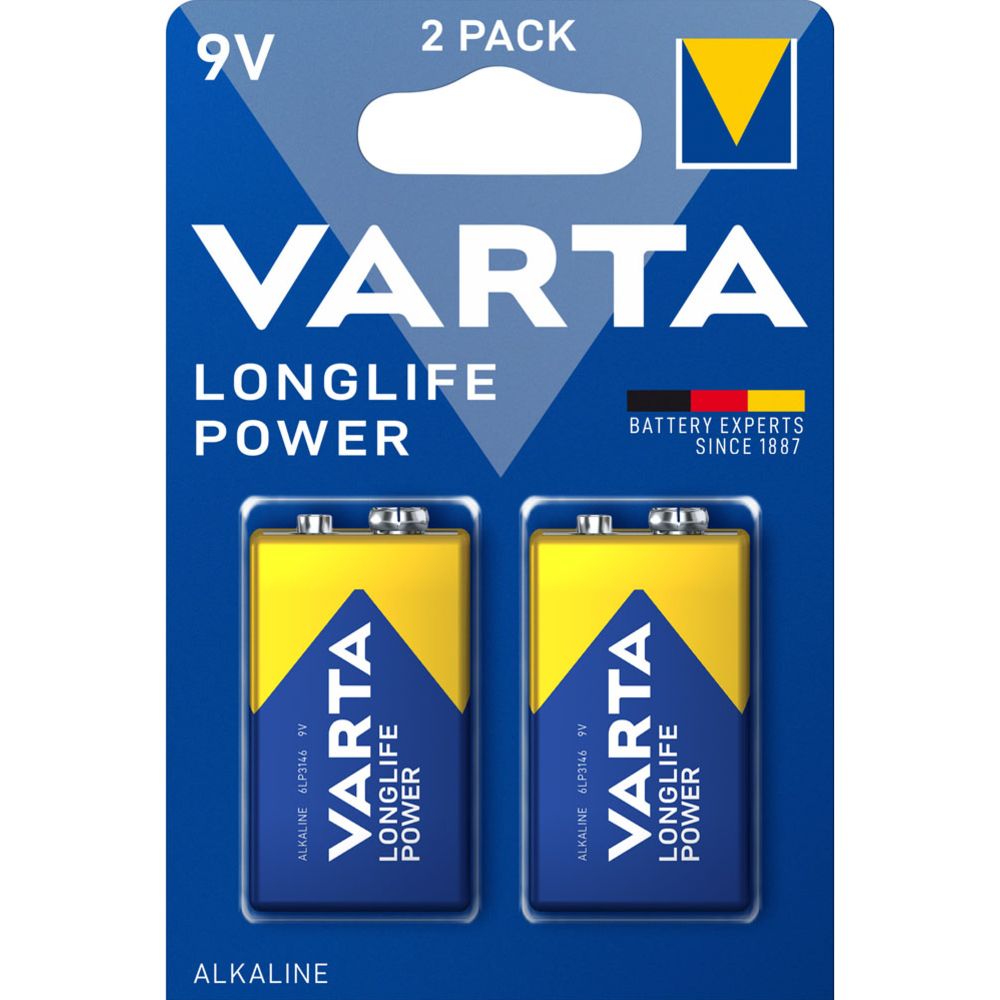 VARTA Longlife Power 9V paristo, 2 kpl