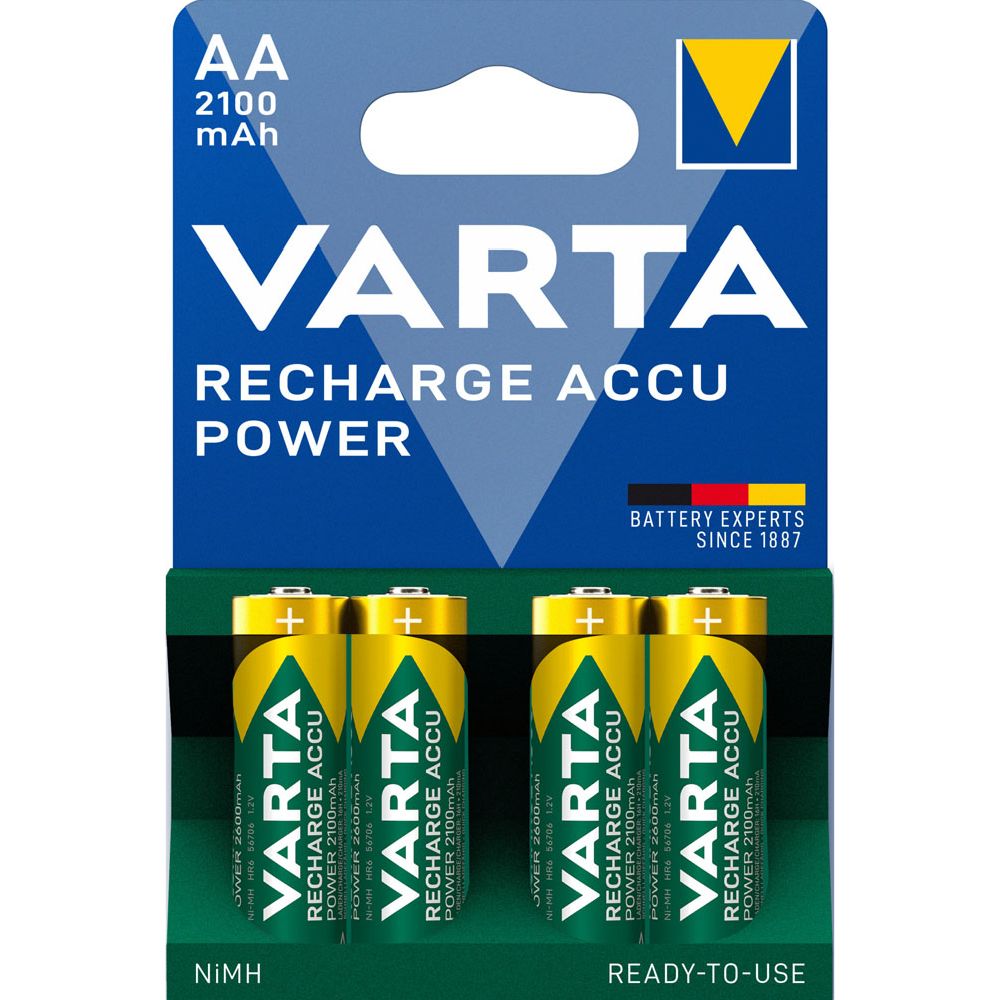 VARTA Recharge Accu Power AA 2100 mAh laddningsbara batterier, 4 st.