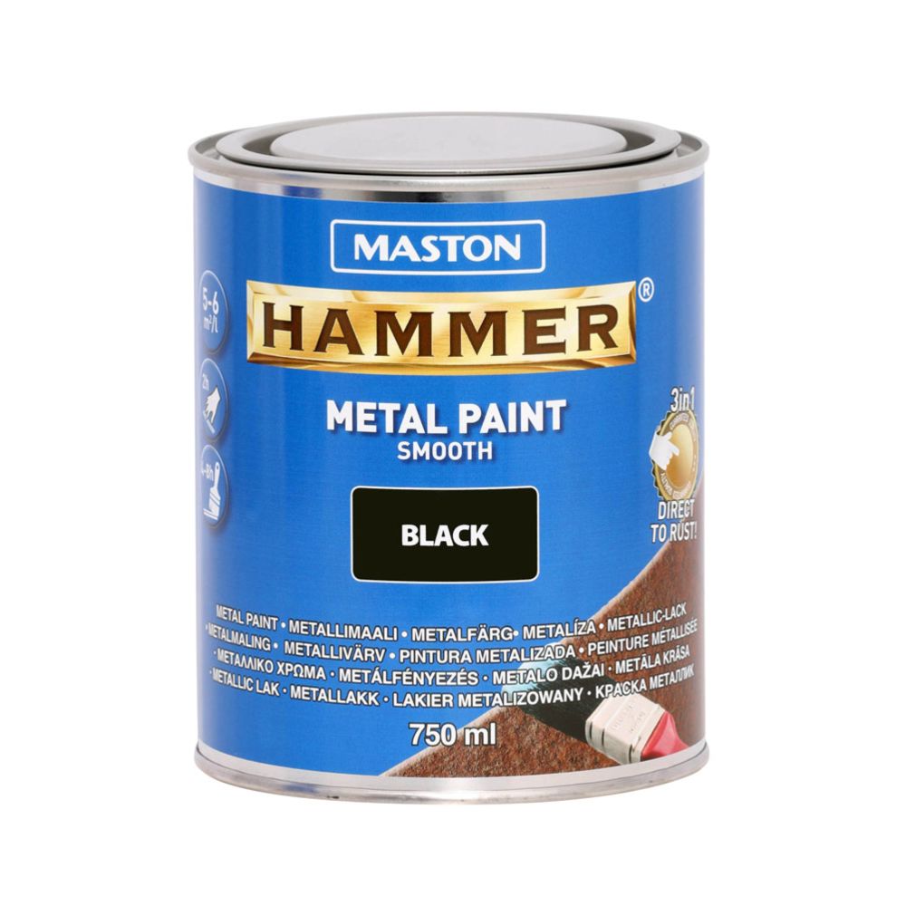 Hammer metallikaitsevärv, sile, must, 750 ml
