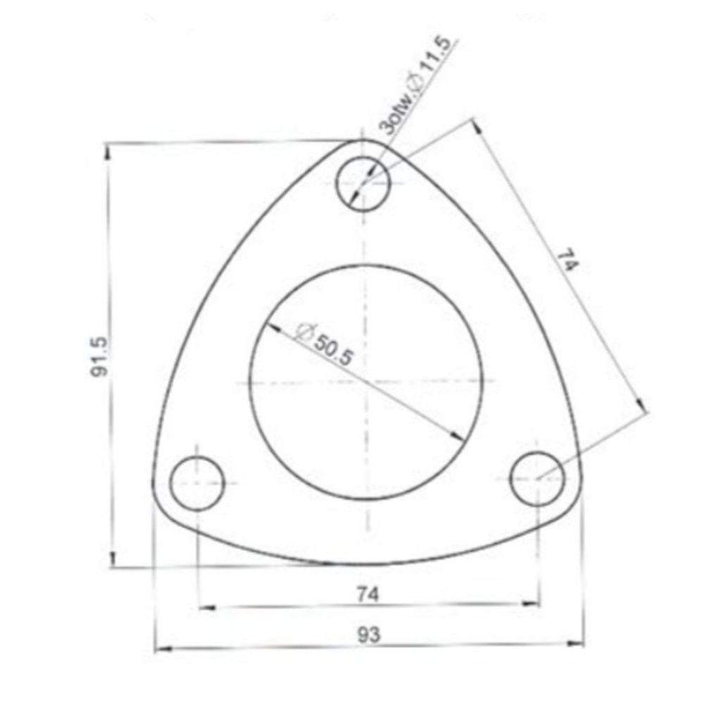 Reparationsfläns triangel, för 50,5 mm rör