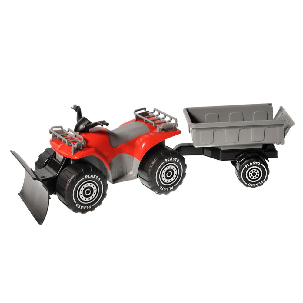 Plasto saha ja järelkäruga ATV, sinine/punane, 45 cm