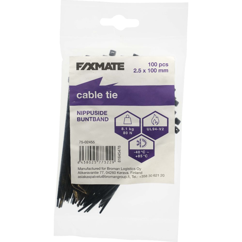 FixMate nippuside 2,5 x 100 mm musta 100 kpl