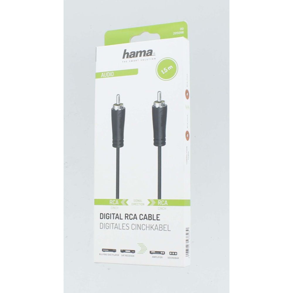 Hama Audiokaapeli, RCA uros - RCA uros, digitaalinen, 1,5 m
