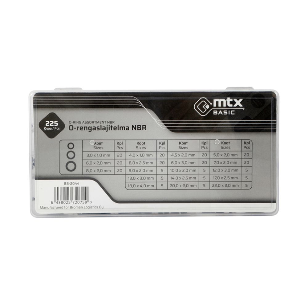 MTX Basic rõngastihendite komplekt, 225 tk