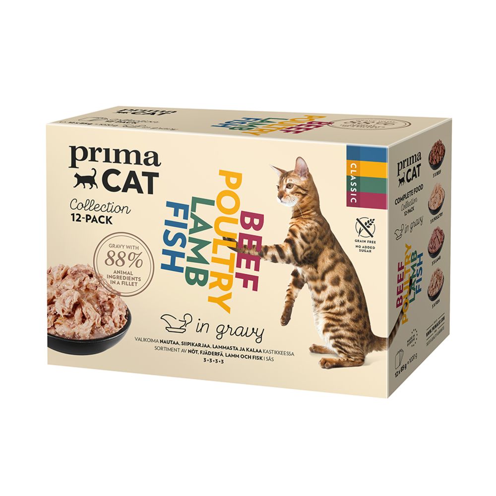 PrimaCat Classic kassitoiduvalik kastmes 12 x 85 g