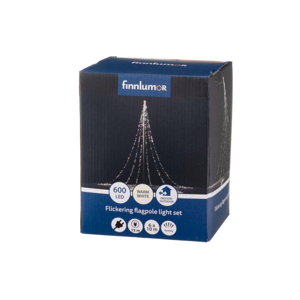 Finnlumor Lipputankovalosarja 600 LED lämmin valkoinen