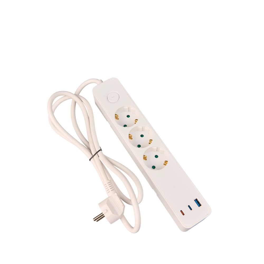 Airam Jax pikendusjuhe 3-pesaga + 3 USB 65 W 1,4 m valge
