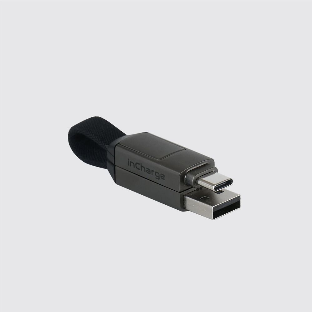 Rolling Square inCharge 6 nyckelringskabel USB-C/Lightning/MicroUSB 6 cm grå