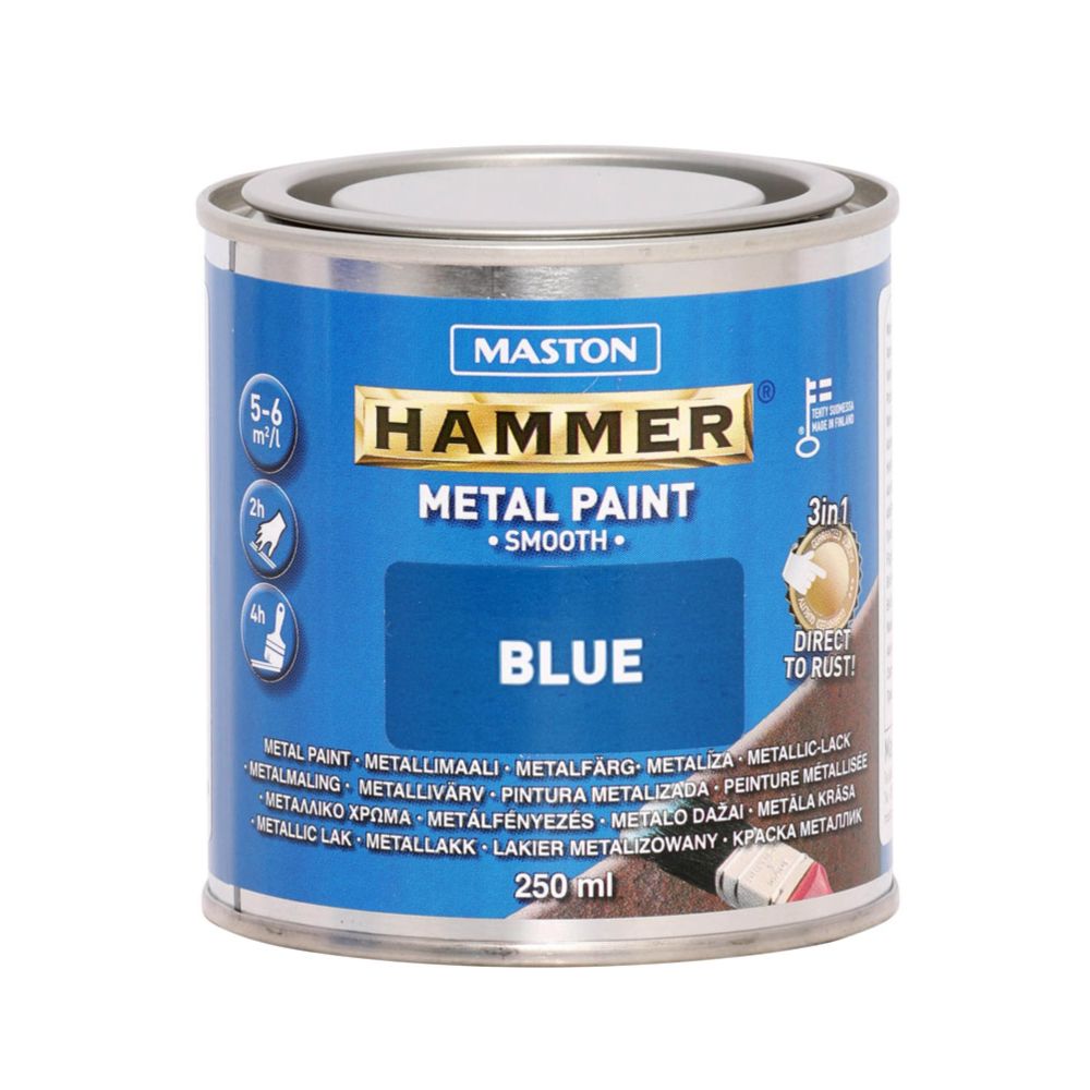 Hammer metallfärg slätlack blå 250 ml