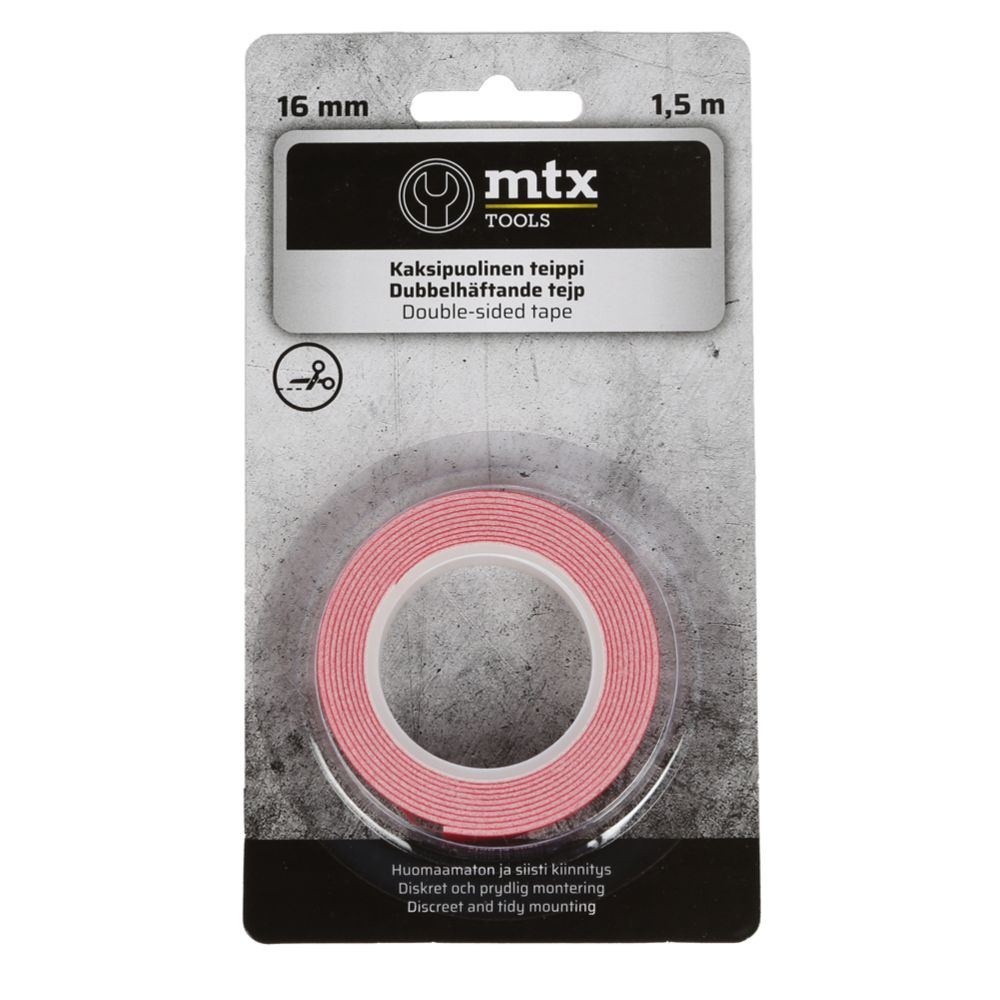 MTX kaksipuolinen teippi 16 mm x 1,5 m