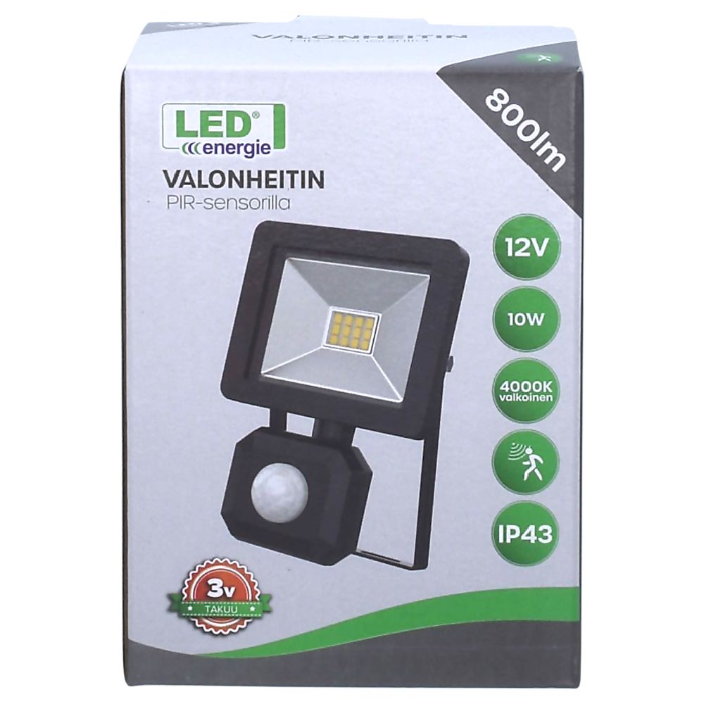 Led Energie PIR LED-valonheitin 10 W 12 V 800 lm 4000 K IP43