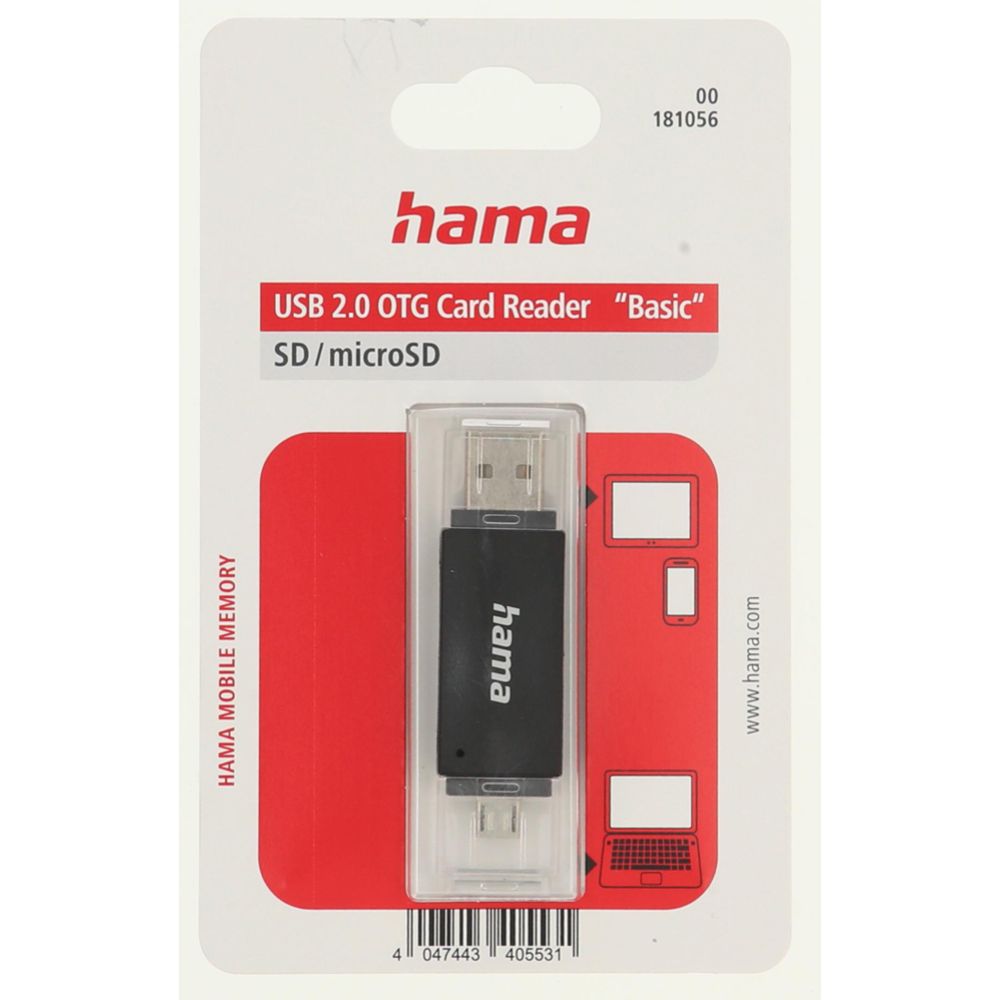 Hama Basic muistikortinlukija USB 2.0 OTG musta