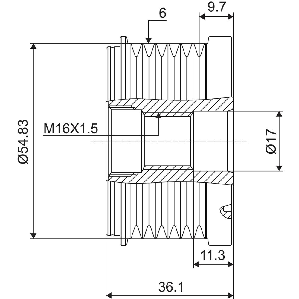 Frihjulskoppling, generator 30-05938
