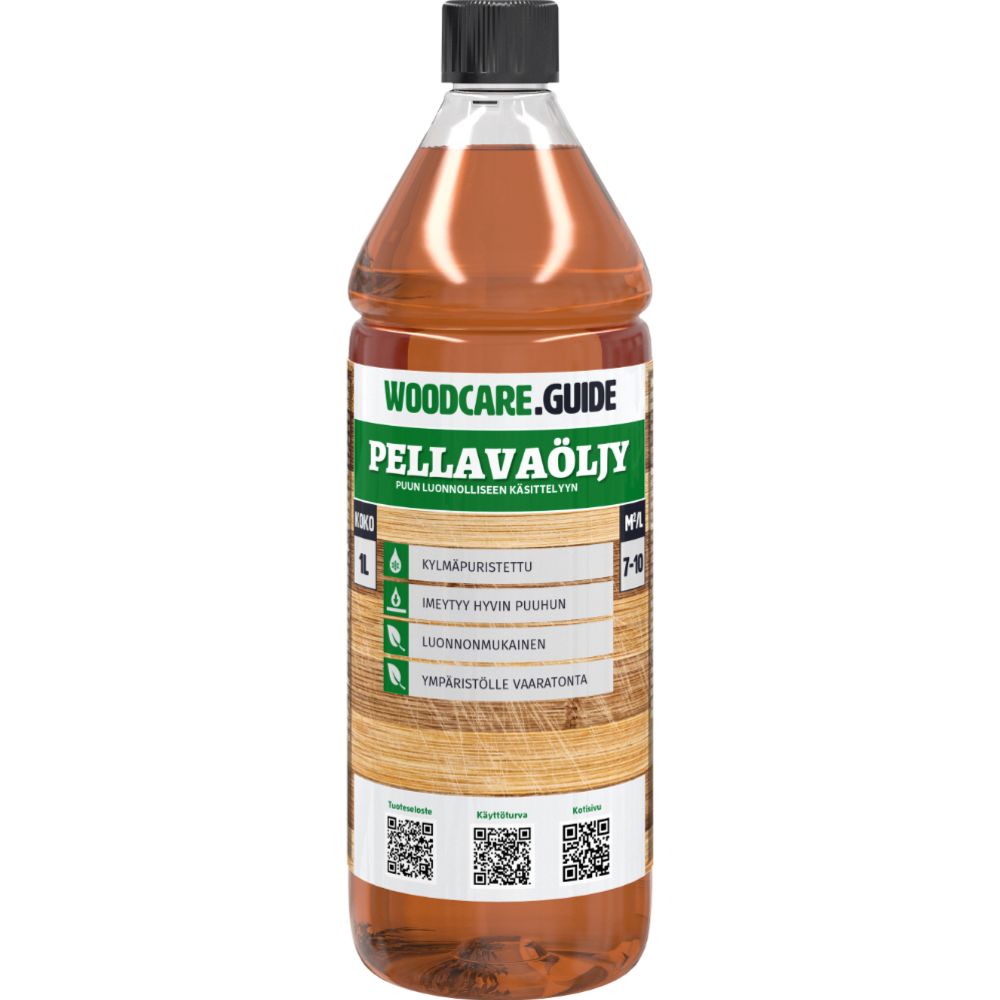 Woodcare kylmäpuristettu pellavaöljy 1 l