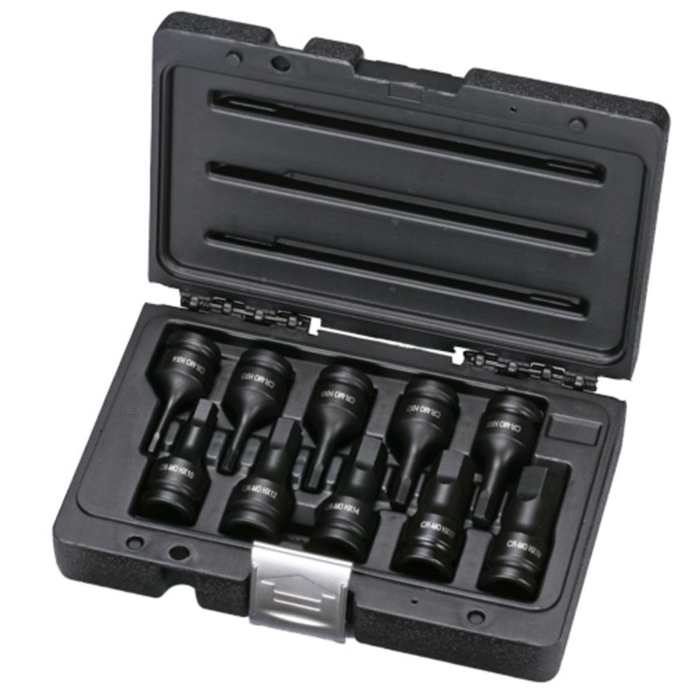 MTX Tools kuusiokolo-konehylsysarja 4-19 mm 1/2" 10 osaa