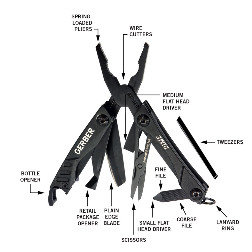 Gerber Dime mini multiverktyg med nyckelring svart