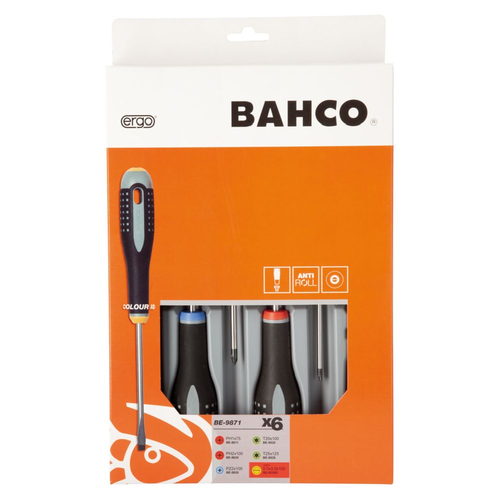 Bahco BE-9871 Ergo skruvmejselsats 6 st.