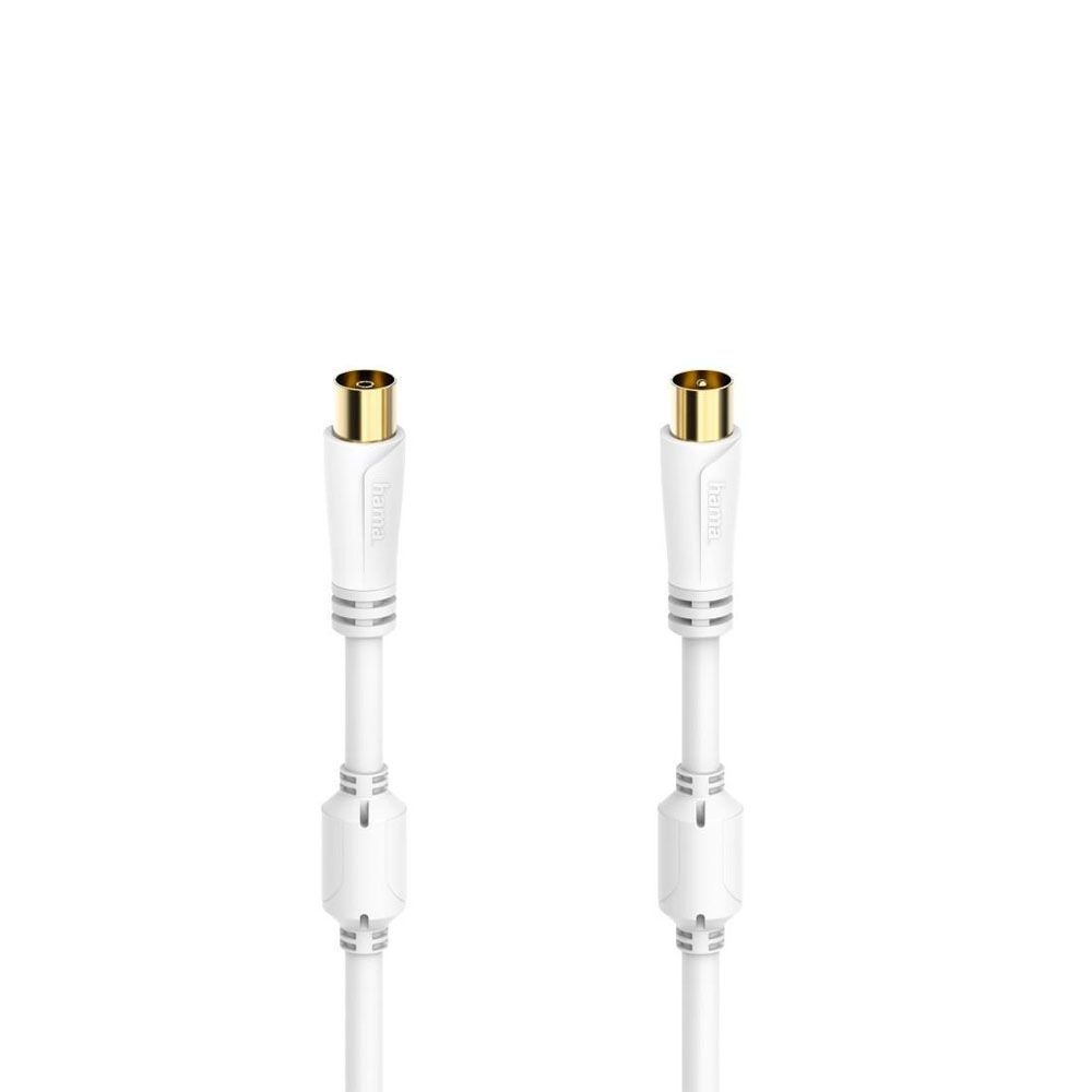 Hama Antennikaapeli, Coax uros - Coax naaras, 1,5 m, 100 dB, valkoinen