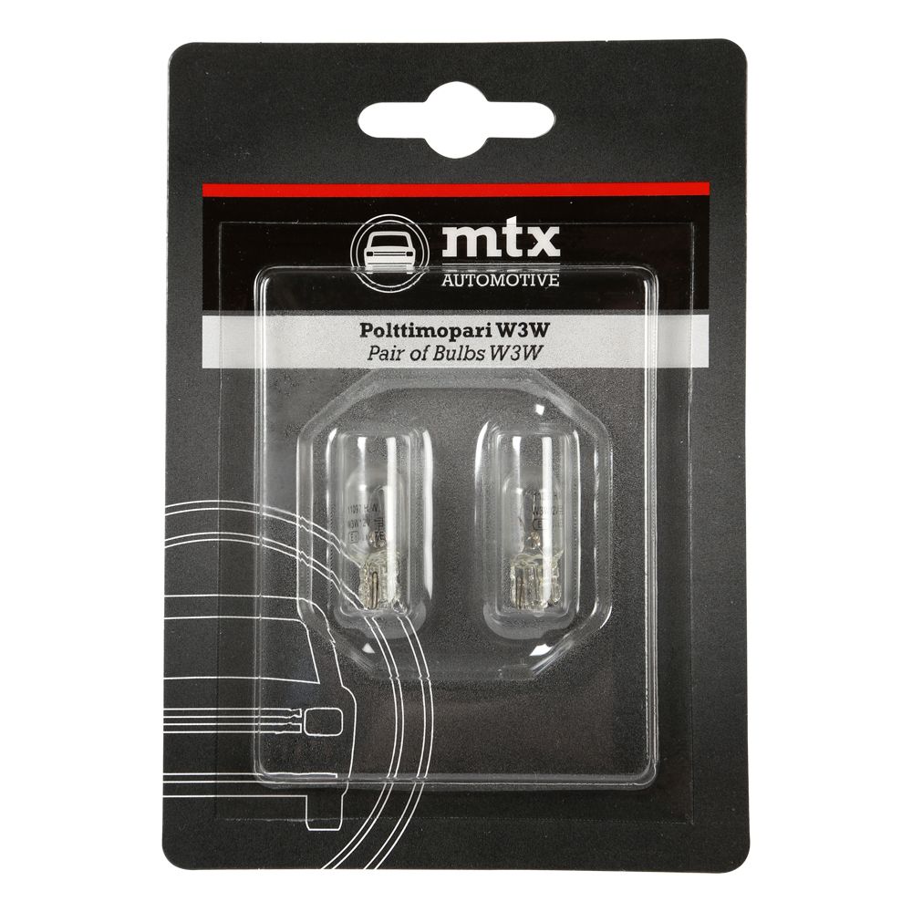 MTX Automotive glassockellampa 2-pack 12V 3W W3W (T10)
