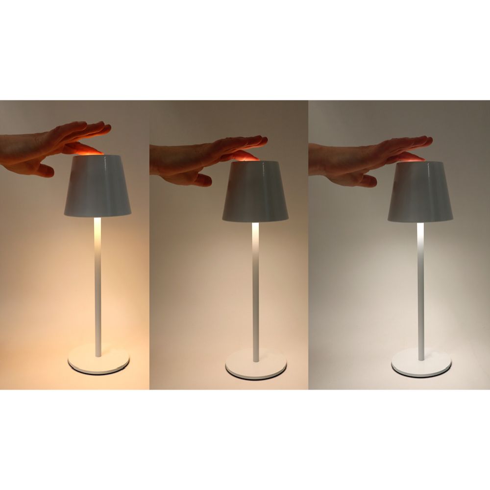 Led Energie Praha bordslampa laddningsbar 3CCT vit