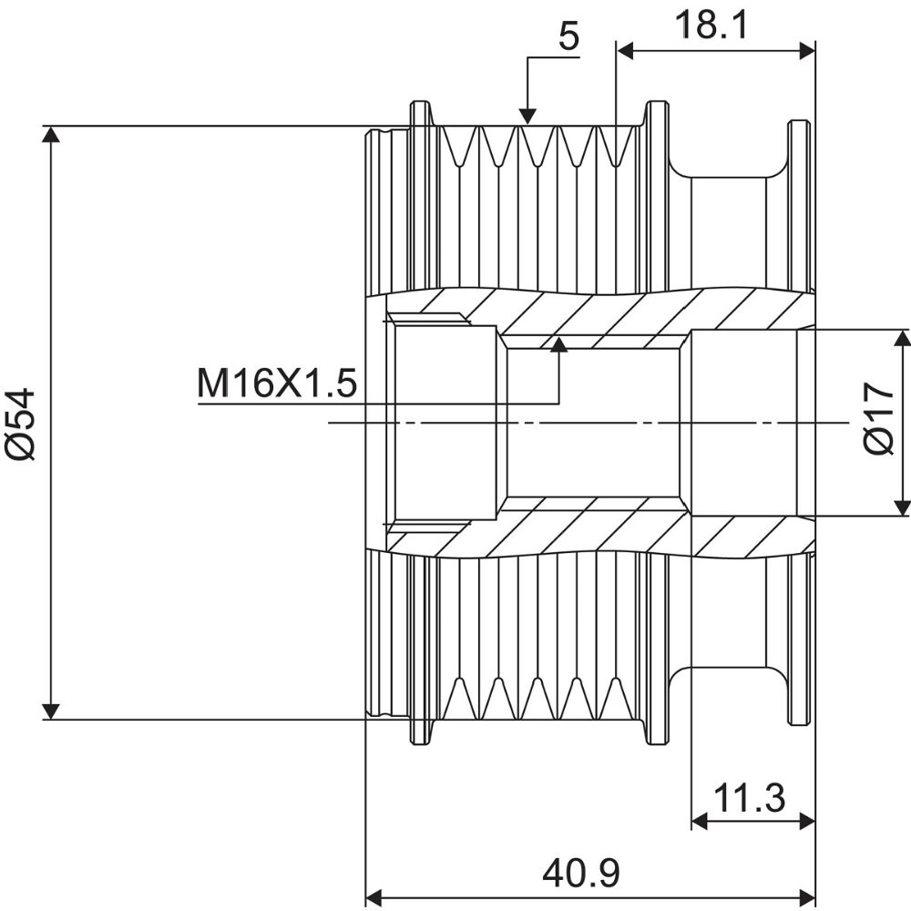 Frihjulskoppling, generator 30-04618