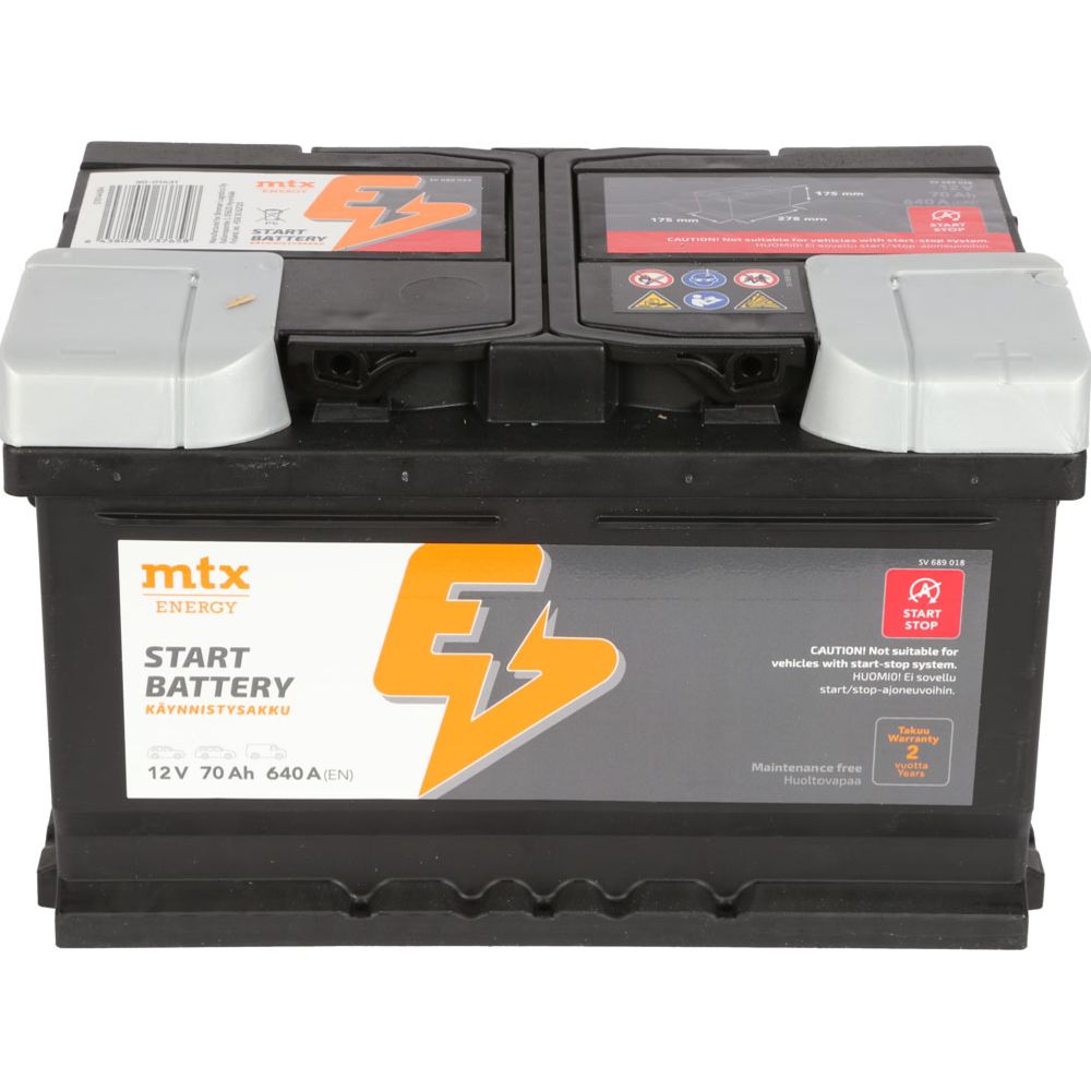 MTX Energy käivitusaku, 70 Ah / 640 A, P 278 x L 175 x K 175, -+
