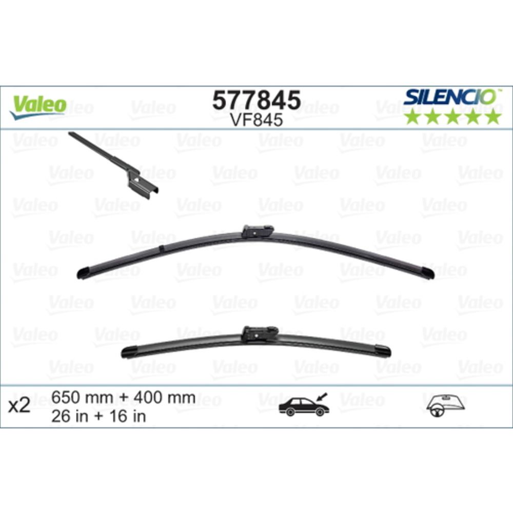 Valeo Silencio VM845/VF845 pyyhkijänsulkapari 40 + 65 cm