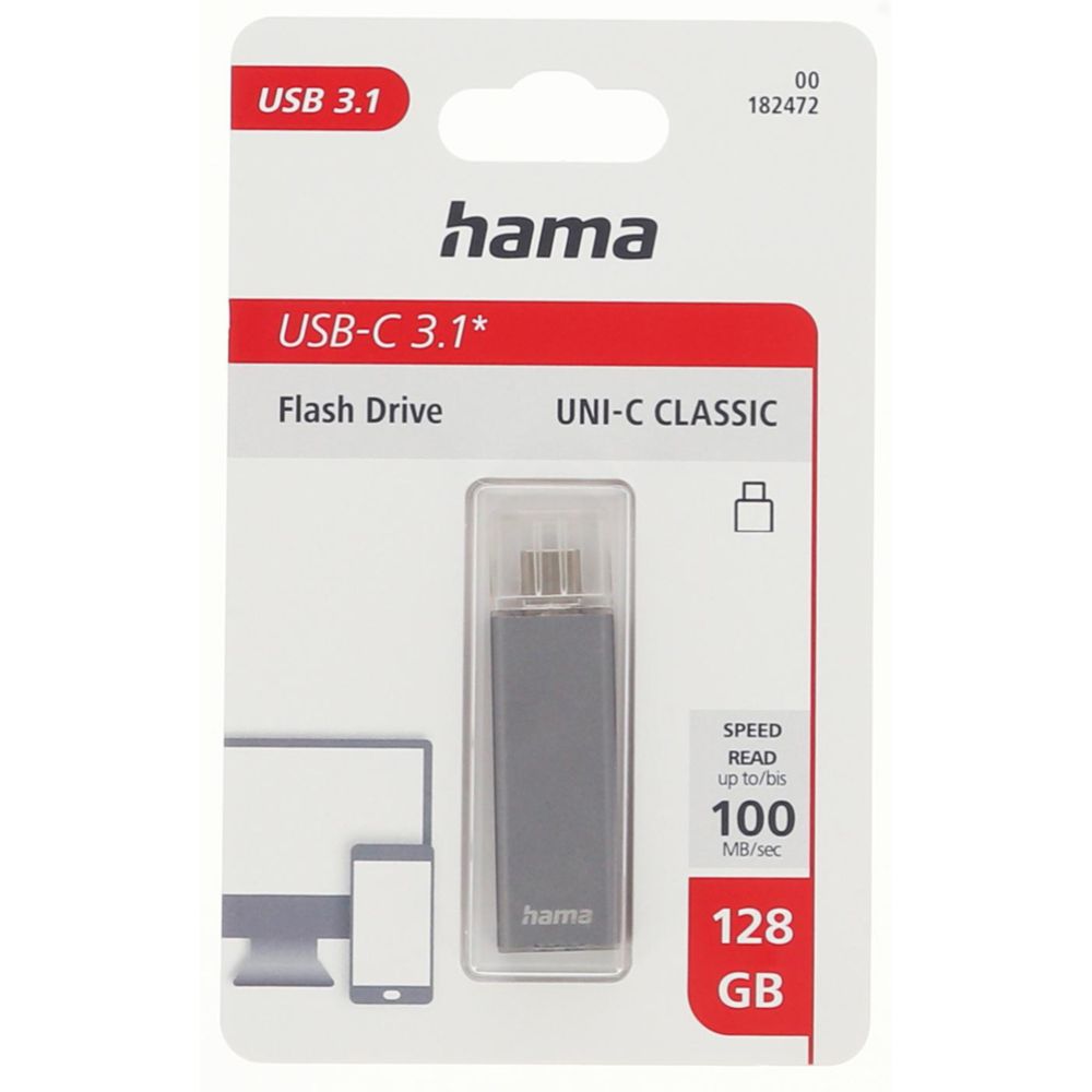 Hama Uni-C Classic muistitikku 128 GB USB-C 3.1 Gen 1 100 MB/s antrasiitti