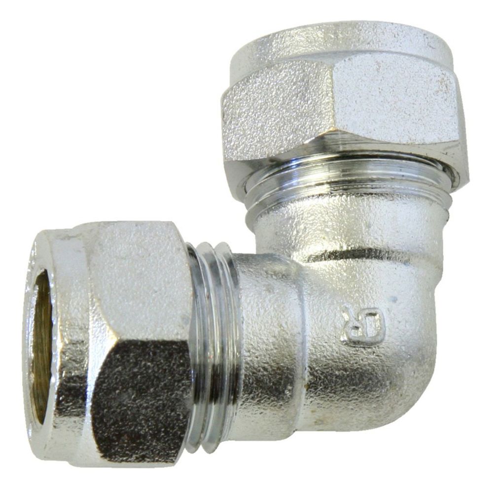 Klämringskoppling vinkel 10 mm - 10 mm, förkromad