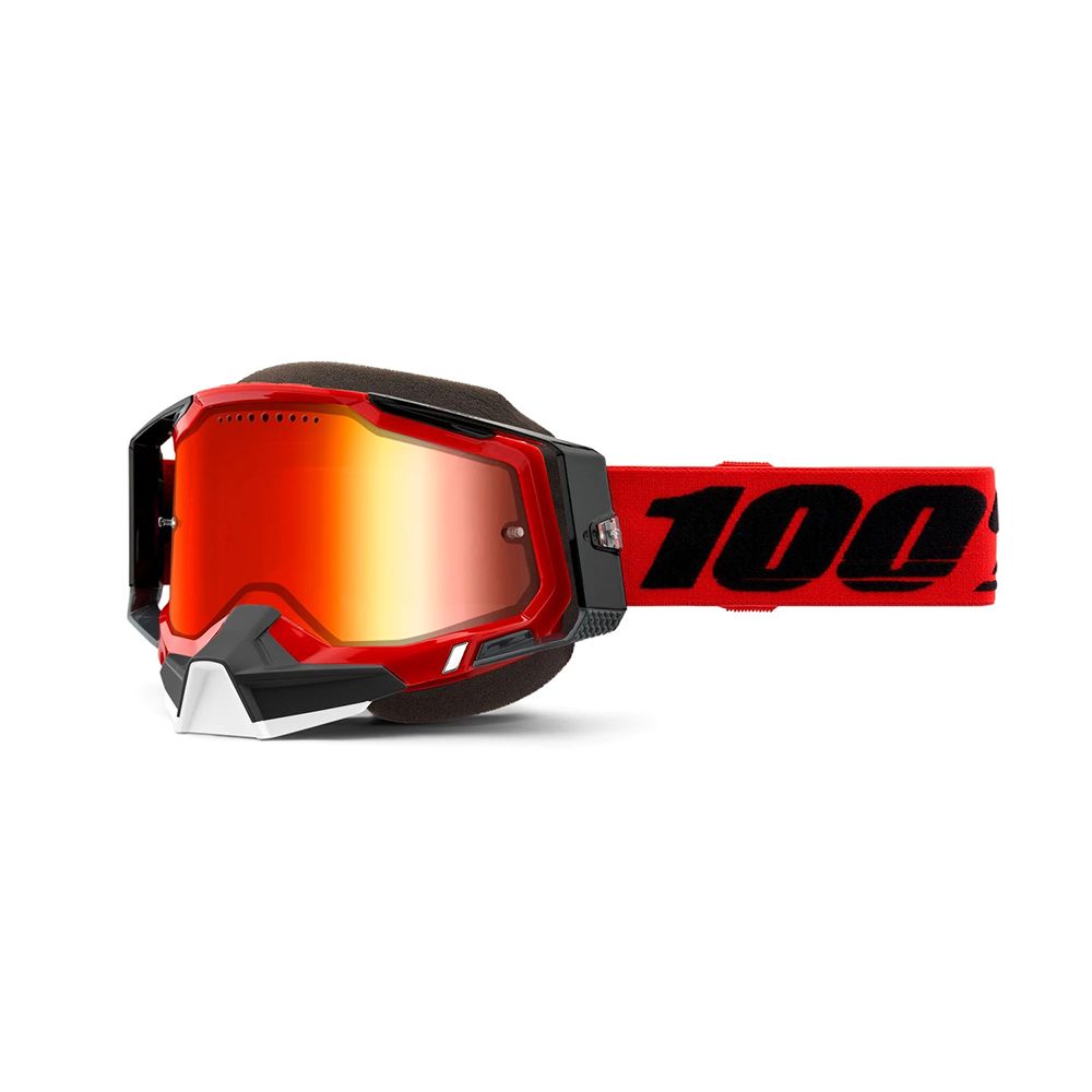 100% Racecraft 2 snöskoterglasögon röd med röd spegellins