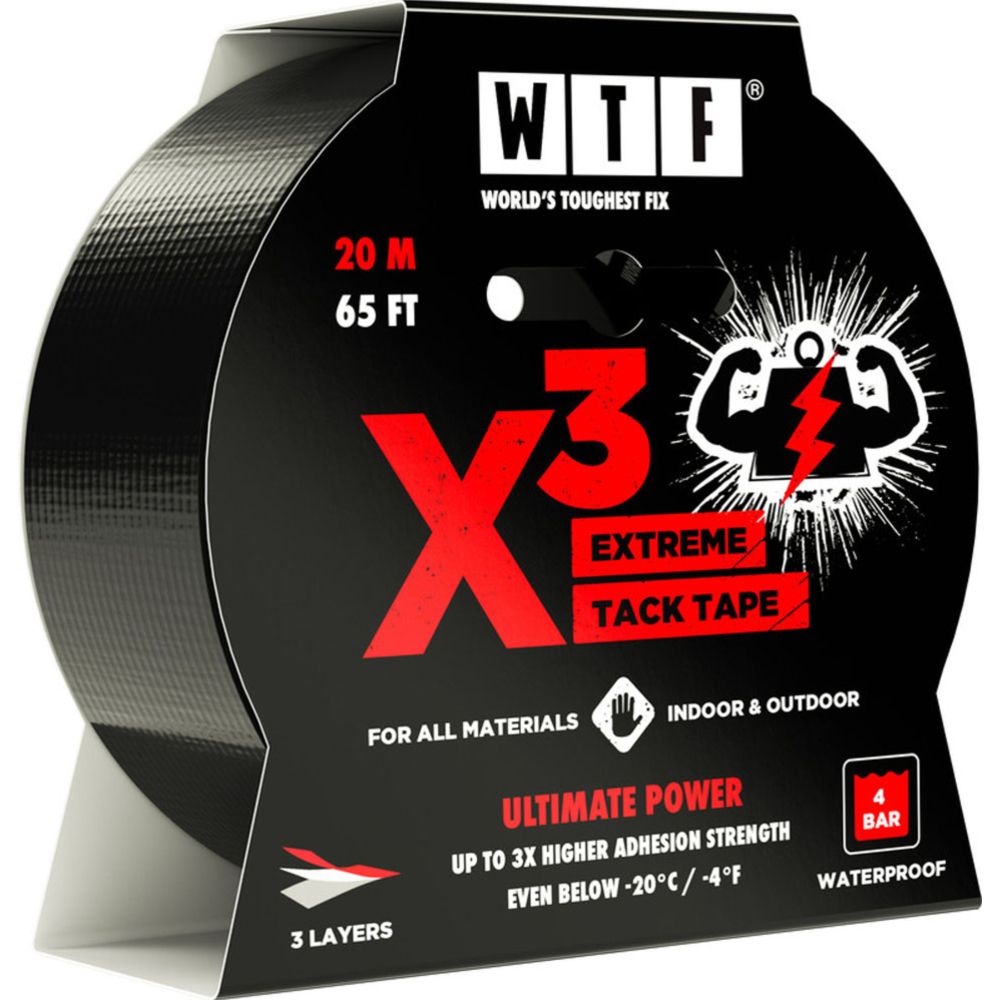 WTF X3 Extreme Tack Tape silvertejp svart 48 mm x 20 m