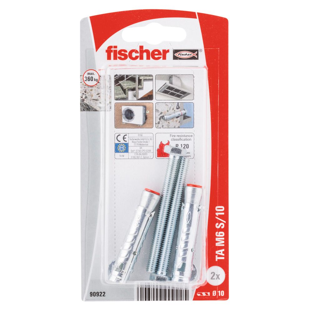 Fischer TA M6 S/10 K NV voima-ankkuri  2 kpl