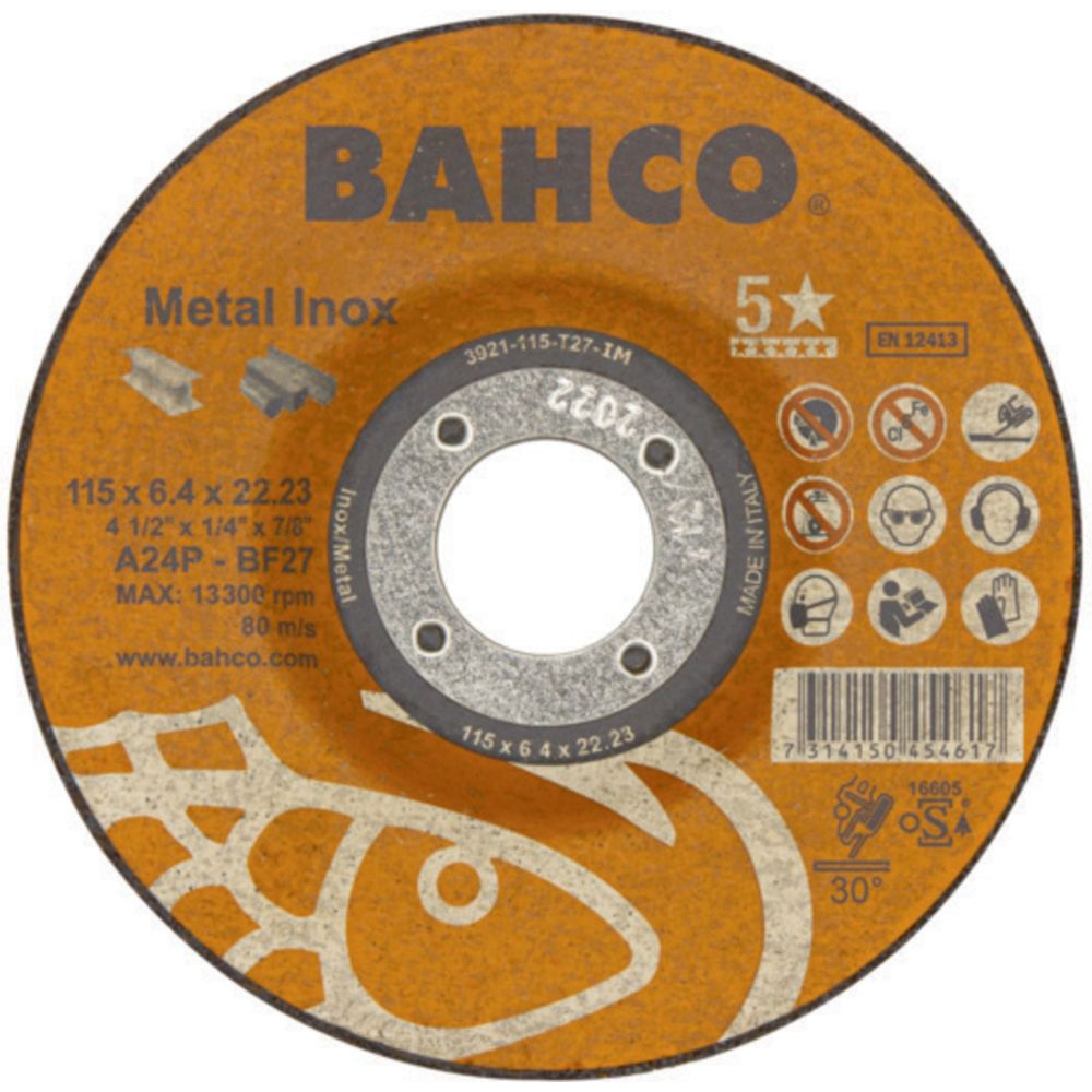 Bahco 3921-115-T27-IM slipskiva 115 x 6,4 mm metall