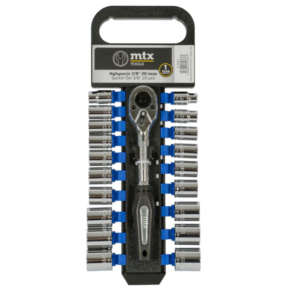 MTX Tools Basic hylsysarja mm- ja tuumakoot 3/8" 20 osaa