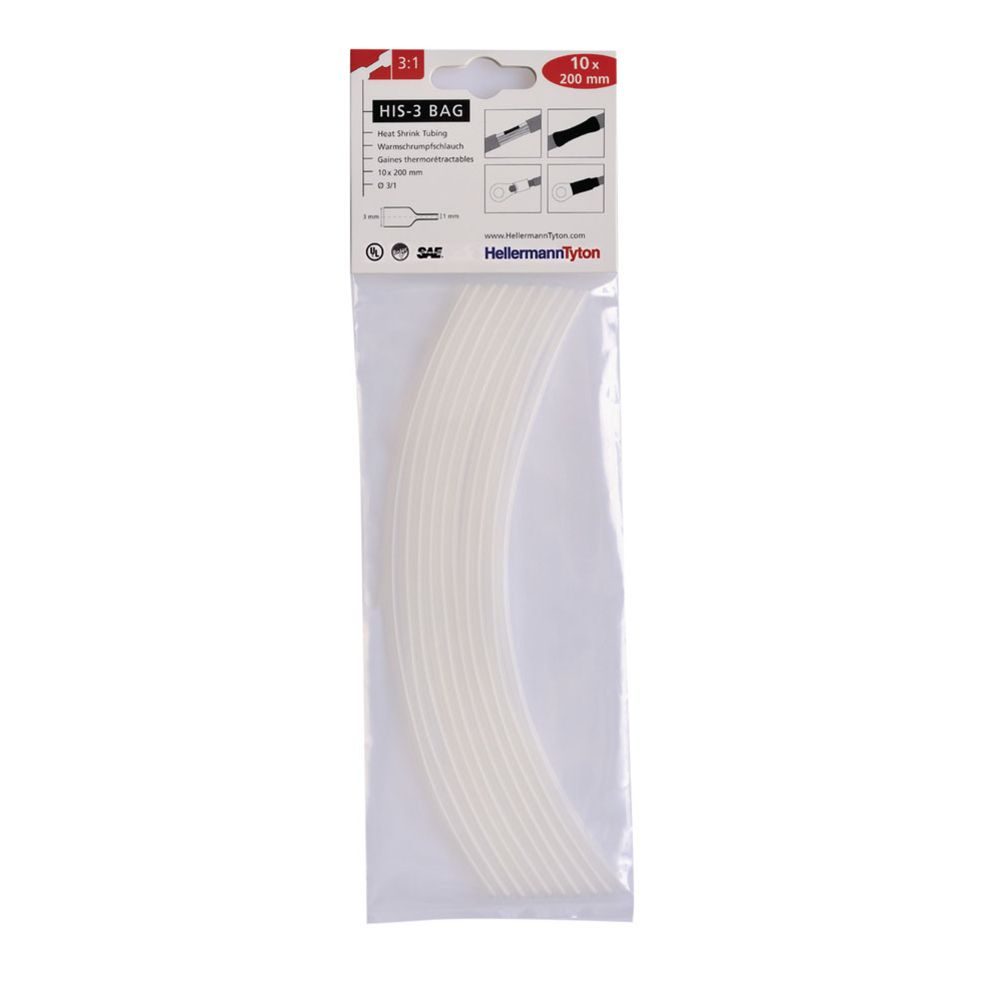 HellermannTyton krympslang 3/1 mm klar 3:1 10 x 200 mm