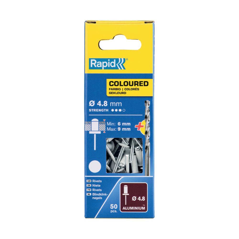 Rapid popnit aluminium vit 4,8 x 12 mm 50 st + borr