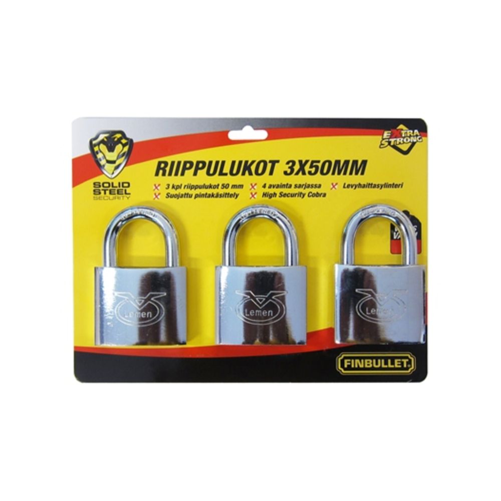 Riippulukko 3 kpl 50 mm