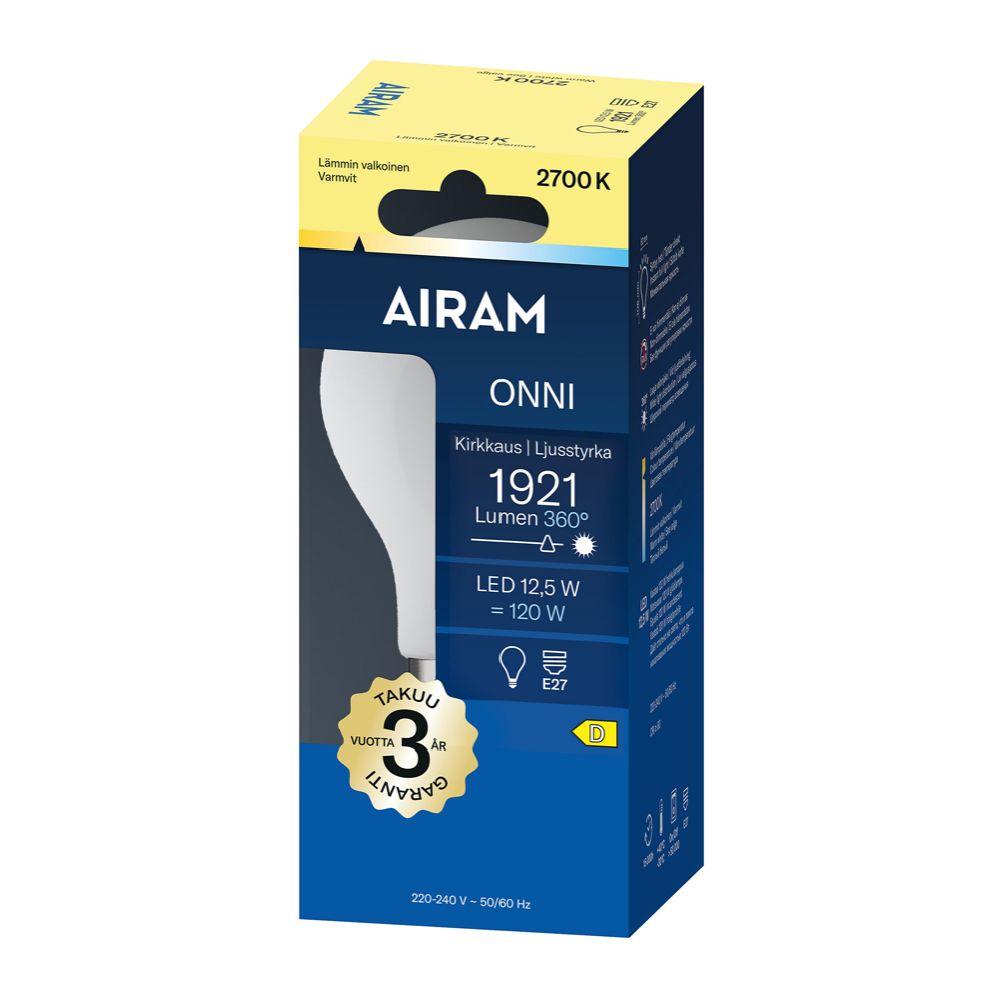 Airam Onni LED-standardkupollampa A60 E27 12,5 W 1921lm 2700K
