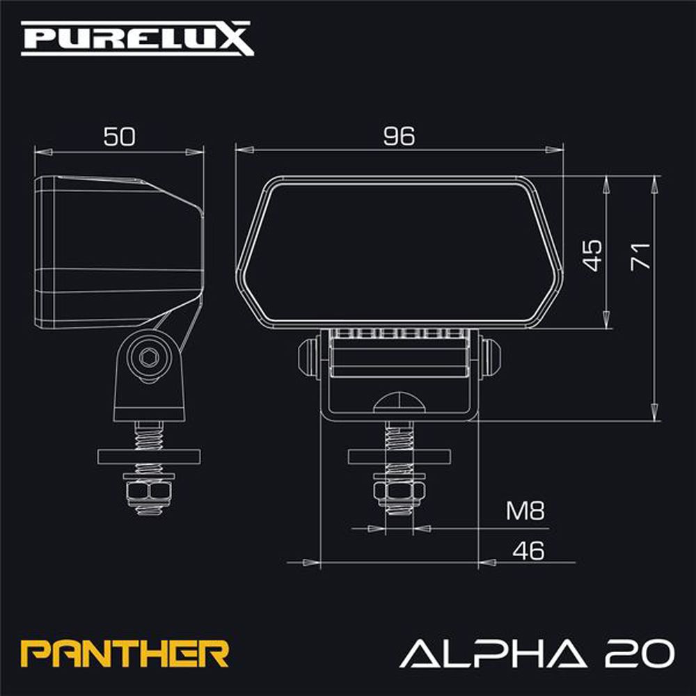 Purelux Panther Alpha 20 bred back- och arbetsljus 20 W 1500 lm
