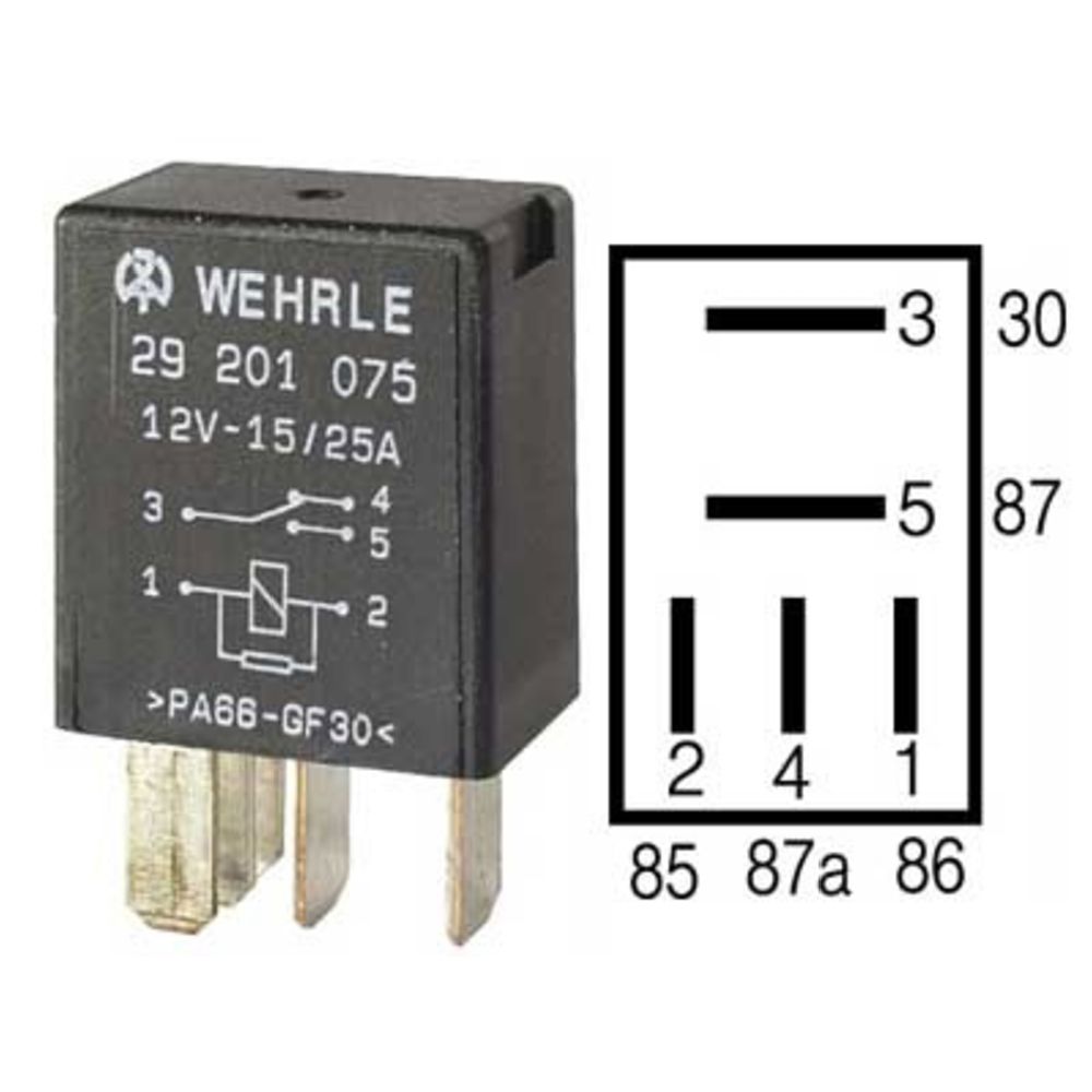 Mikrorelee 12V 15/25A 5 klemmiga