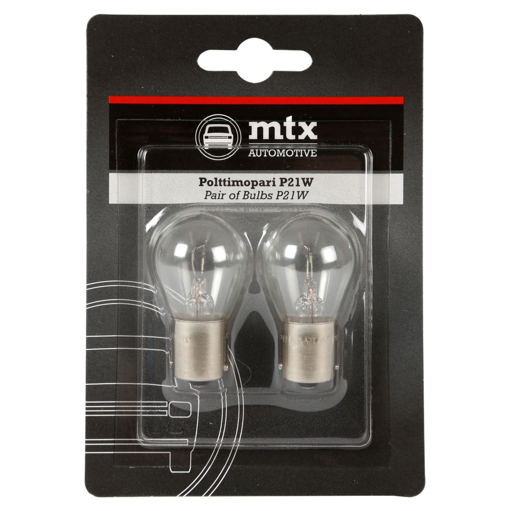 MTX Automotive BA15s metallsockellampa 12V 21W P21W 2 st.