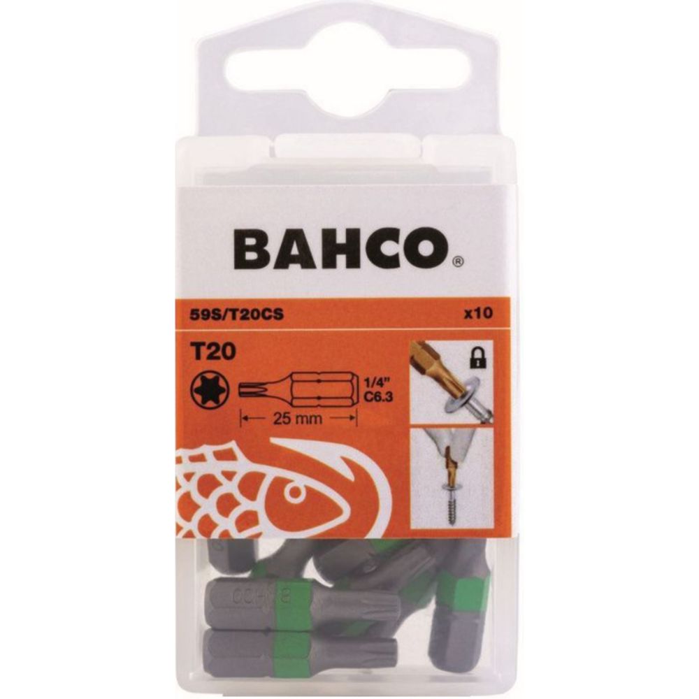 Bahco 59S/T20CS Sticky Torx-bits T20C 10 st.